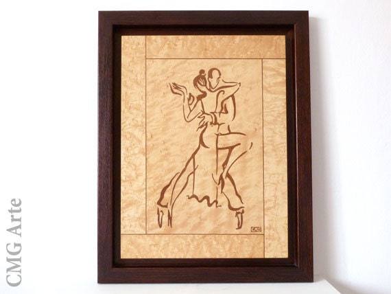 OOAK Wood Inlay DANCE Art Work - Art Design - Marquetry - Handmade Woodwork - Home Decor