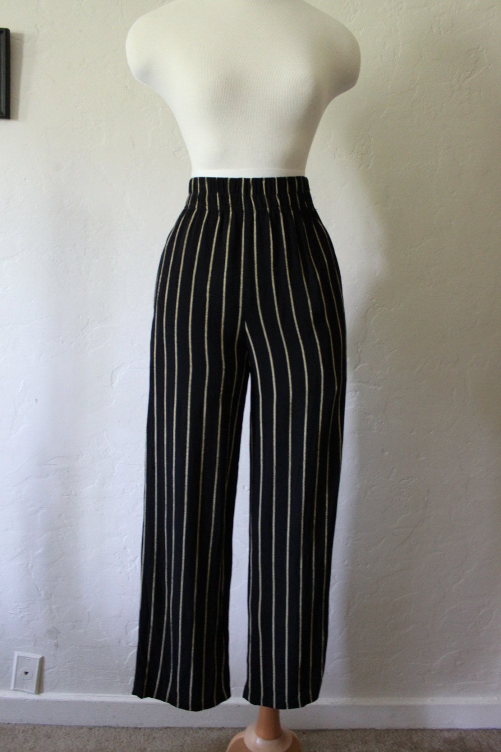 High waist Stripy stretchy summer pants - Size 4