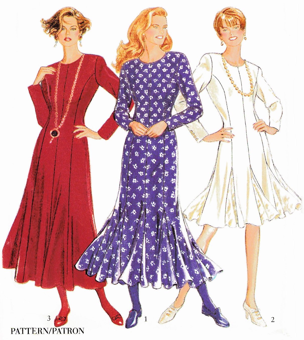 1980s Evening or Cocktail Length Dress, Princess Lines and Skirt with Godet Option for Beautiful Flowing Lines, New Look 6090, 8-18, Uncut