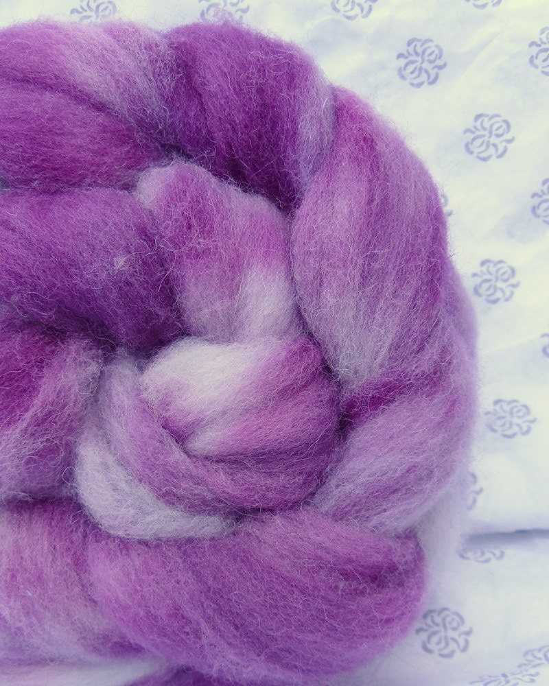Southdown Wool tops, rovings, wool for spinning 75g, purple, blue-grey