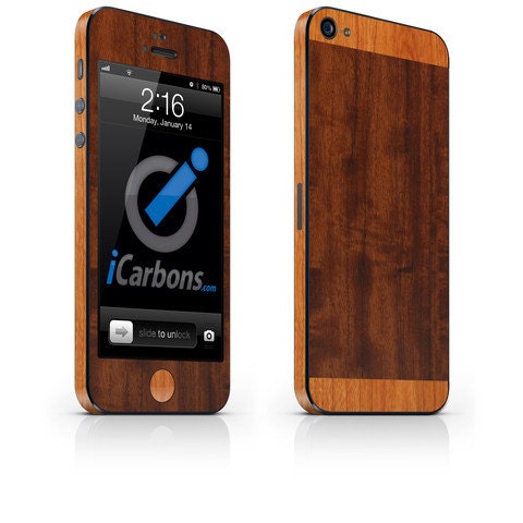 iCarbons BuildYourOwn TwoTone Dark Wood IPhone 5 Wood Grain Skin Decal FULL COMBO