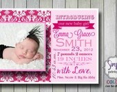 Girl Birth Announcement Pink Damask Il_170x135