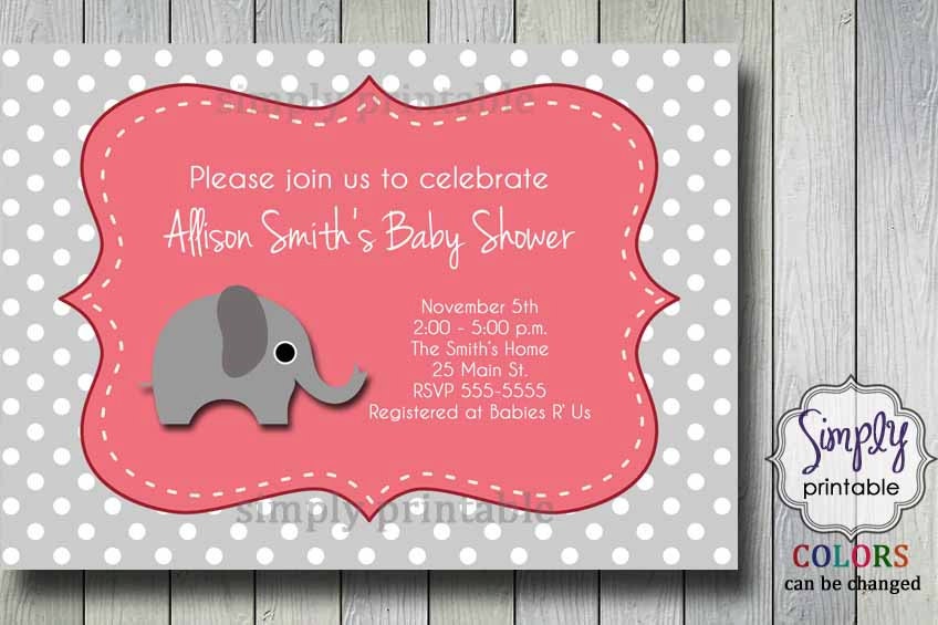 Baby Shower Invitation Girl Pink & Gray Il_570xn
