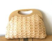Vintage Clutch. Woven Straw Bag. Golden Blonde Clutch.