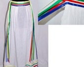 Vintage 70's Rainbow Ribbon Maxi Skirt Carnival sz small