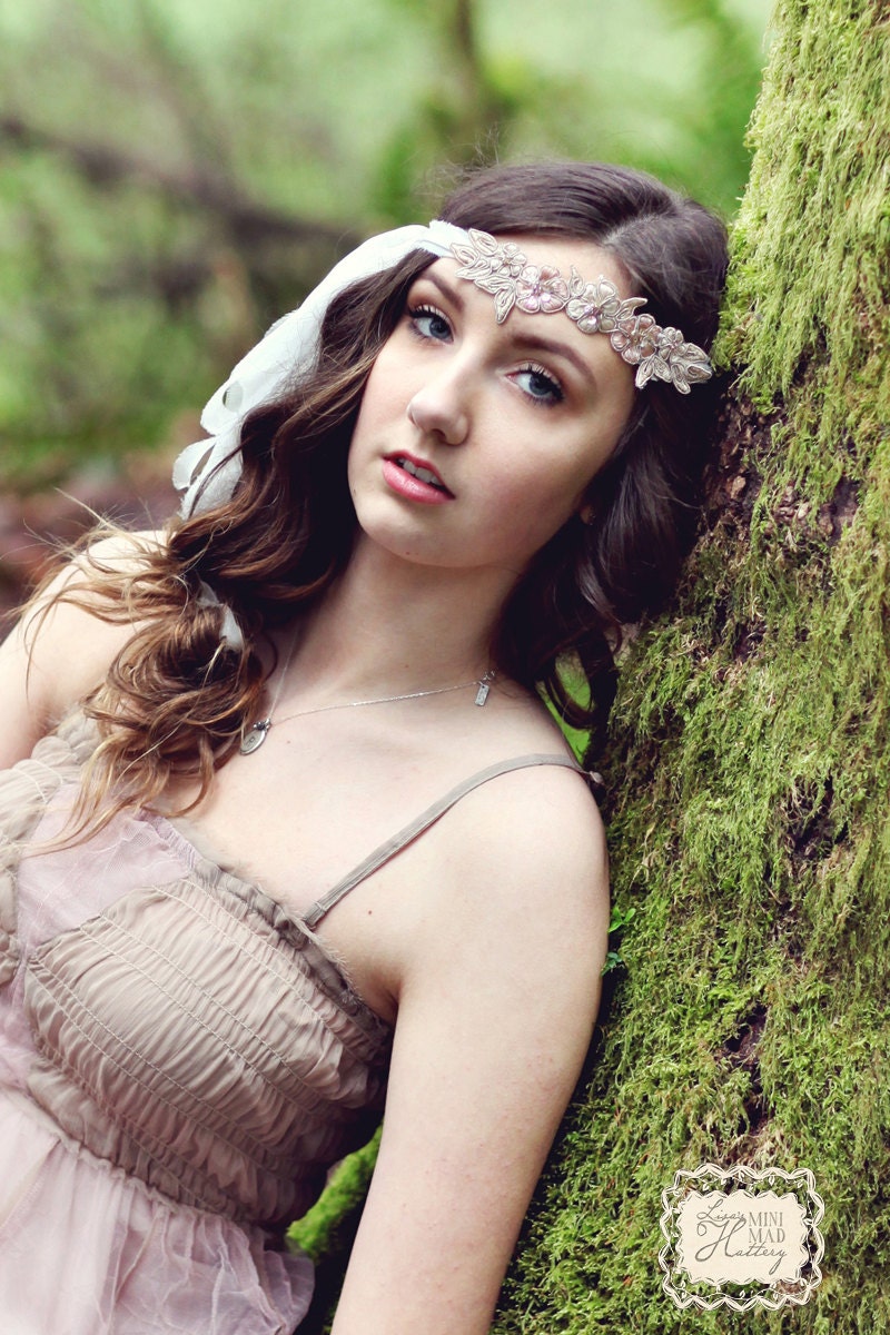 Airy Boho Nude- Blush headband - boho headband - hair wrap - bridal headband