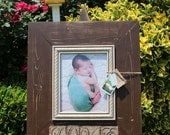8x10 Distressed Picture Frame, Asphaltum with LOVE on Burlap