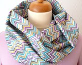 Chevron Infinity Scarf. Circle Scarf. Womens Scarf. Loop. europeanstreetteam. Aqua. Grey. Purple. Novella