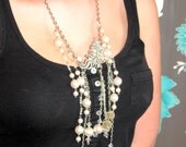 Feather Glamour Necklace Re-Purposed Upcycled Victorian Inspired Necklace