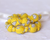 Yellow Static Drop ORGANIC FABRIC Teething Necklace, Breastfeeding Nursing Necklace, Babywearing/Fabric Necklace, Baby Teether