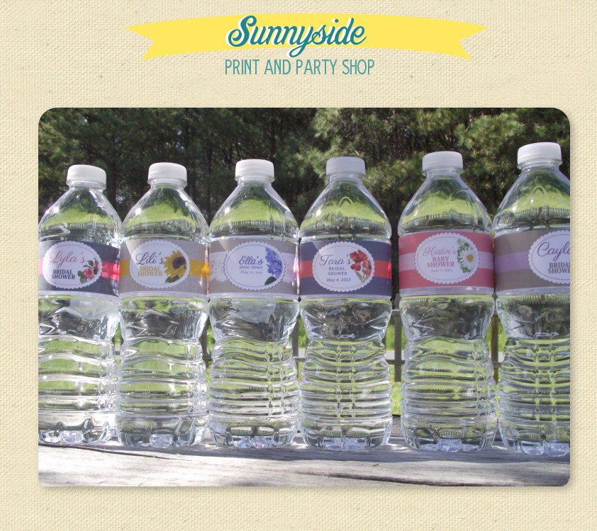 Floral Garden - Water Bottle Label - Made to Match Printable - Shower / Wedding