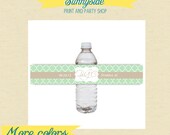YOUR COLORS - Quatrefoil Wedding Water Bottle Labels - Printable - Custom Il_170x135