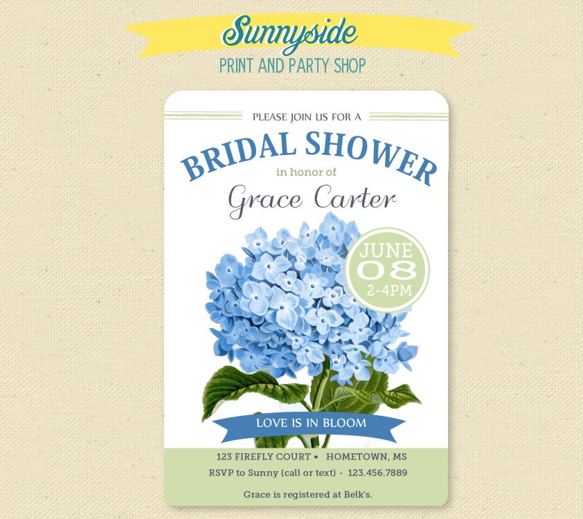 Hydrangea Vintage Garden Invite - Baby / Bridal Shower - Printable - Love is in Bloom