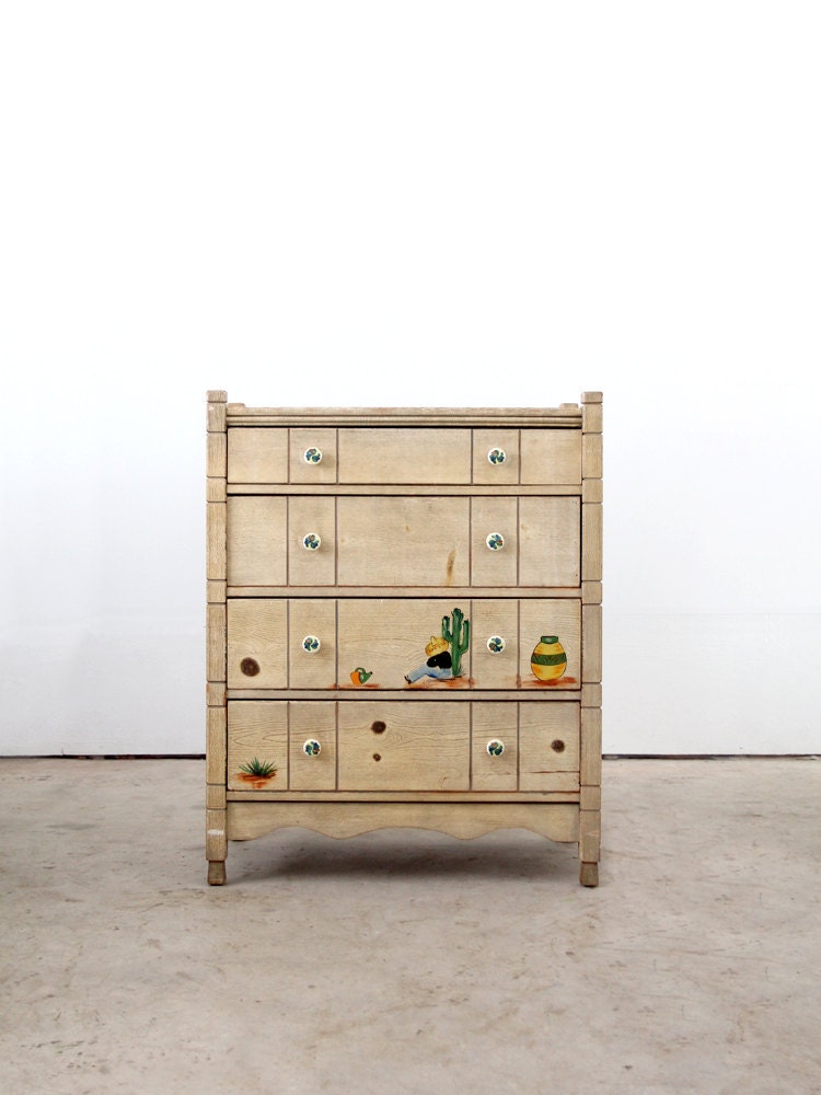 1940s Monterey Style Dresser / Vintage Painted Wood Dresser