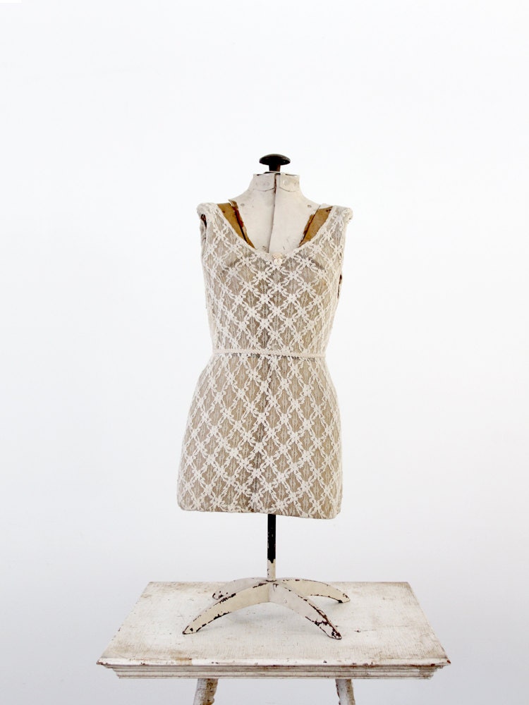 Antique Dress Form / White Lace Mannequin