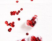 Lovely Pocket Sequins in a sweet heart case- Red