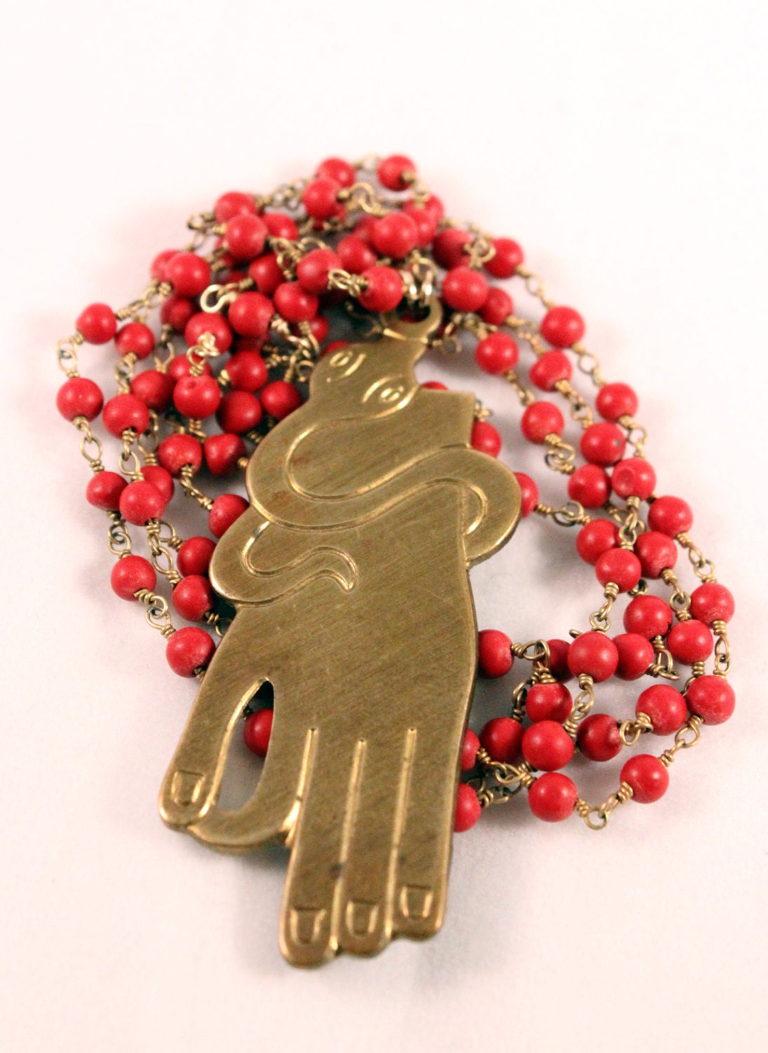 Kundalini and Coral long chain necklace