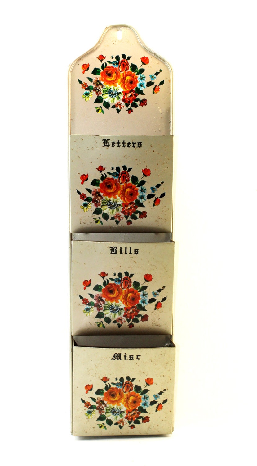 Metal Floral Letter Holder - Wall Hanging Mail Organiser
