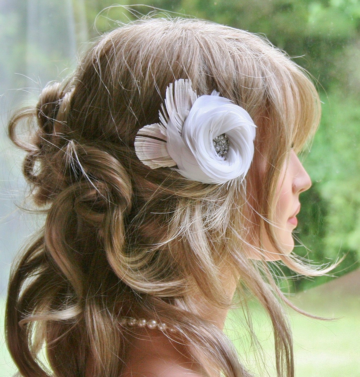 Wedding Bridal Fascinator, Feather Fascinator, Hair Accessories, Bridal Hair Flower, Rhinestone, Hair Clip, Headpiece