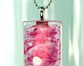 Pink Glitter Paint Glass Rectangle Pendant