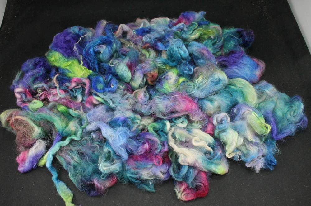 Suri Alpaka locks, hand painted fiber fleece for spinning and felting, 5.1 oz