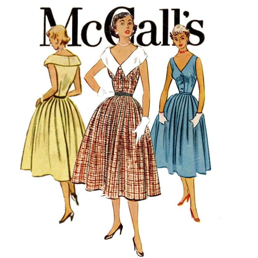 Full Skirt Dress Pattern McCalls 9321 Misses 1950s Summer Day or Evening Dress Womens Vintage Sewing Pattern Bust 32