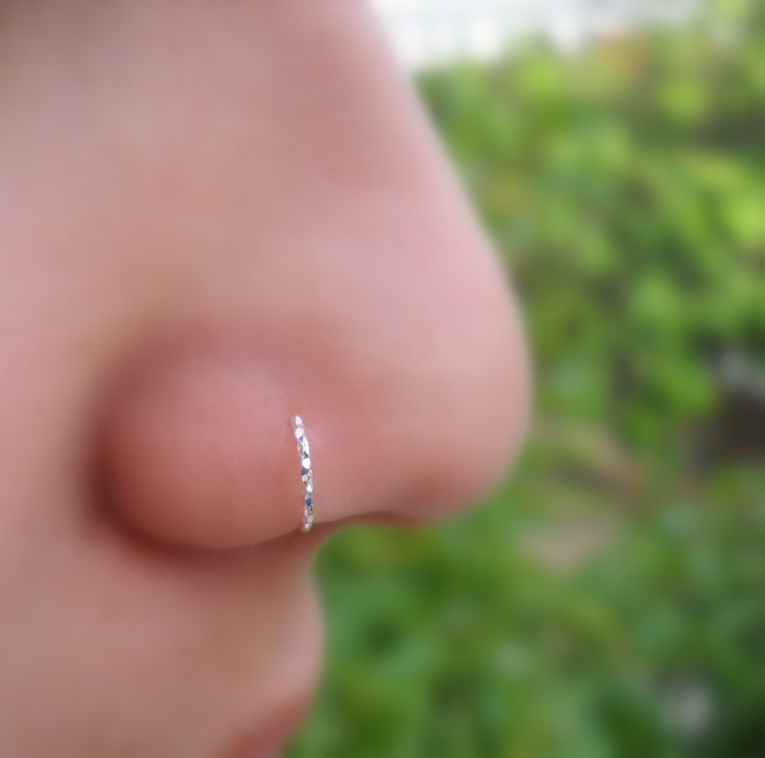 Small Sterling Silver Textured Hoop Earring/Nose ring 20 gauge 8.5mm (7mm inner diameter)Cartilage/tragus/helix