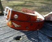 Harry Potter Magical Hand Stamped Leather Wrap Bracelet- Deathly Hallows, Golden Snitch, Wand