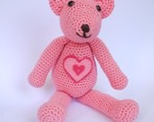 Large Amigurumi Crochet Teddy Bear. Perfect Baby shower or Girls Christening Gift. Supersoft stuffed animal. Pink Bear.