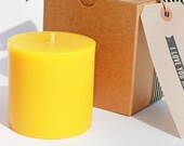Pure Beeswax Pillar Candle, 3"x3" - Mother's Day Gift with gift tag of your choice