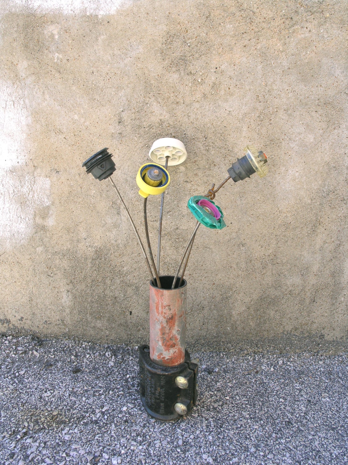 Table Centerpiece, Flower Art, Spring Decor, Industrial Decor