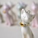 Milk color ceramic with golden bow - ceramic cat necklace, elegant kitten shape, animal, pet, whimsical creature, white Etsy UK
