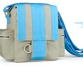 Design Messenger Camera Bag - Turkish Blue - Light grey (Handmade / Cotton / Canvas / DSLR / Unisex )