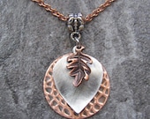 Antiqued Copper  Leaf Necklace