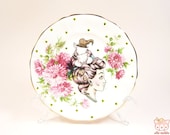Vintage Butter Plate with a Tea Cup Lady Illustration