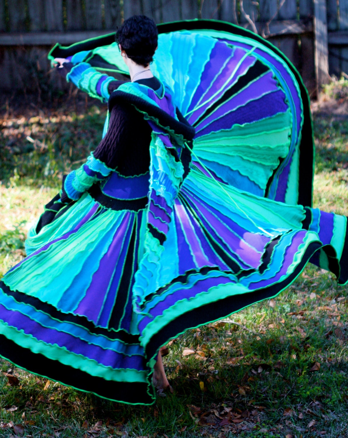 SuperDuperUbberAwesome Custom Kaleidoscope gypsy  faery elf festival patchwork  upcycled  recycled sweater coat