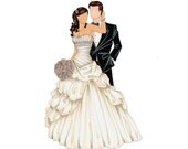 Bridal Illustration - Custom Portrait - BRIDE plus ONE - 8.5 x 11"