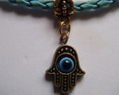 1 Goldtone HAND OF FATIMA Hamsa Dangle Charm - European Charm Bracelets