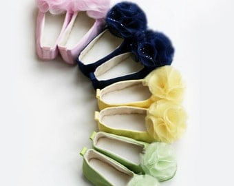 Pastel Satin Toddler Shoe - 14 colors avail. Flower Girl Couture Ballet Slipper - baby sizes too - Baby Souls Baby Shoes