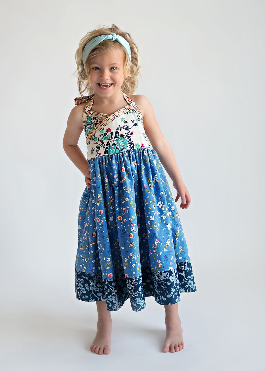 Charlotte. Girls Halter Dress. Joie Soir Meadow.