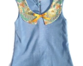 Zoe, Girls Summer Tank, Knit, Hope Chest Blue Dot