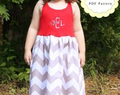 Chloe Tank Top T-Shirt Dress Sewing Pattern- Sizes 6M though 12- Instant Download PDF Pattern and Tutorial with Pattern Pieces for Skirt