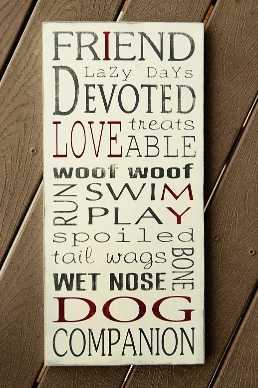 I Love My Dog Subway Typography Art Sign - Distressed - Pick Your Own Colors