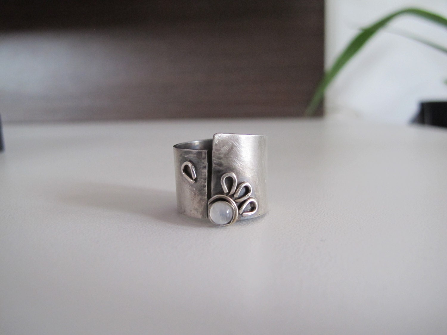Lost petal - wide band sterling silver ring made to order in your size