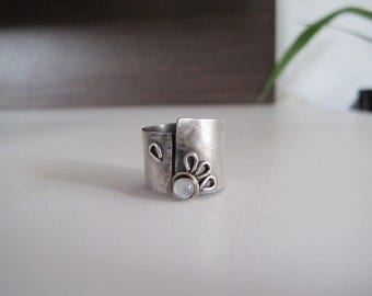 Lost petal - wide band sterling silver ring made to order in your size