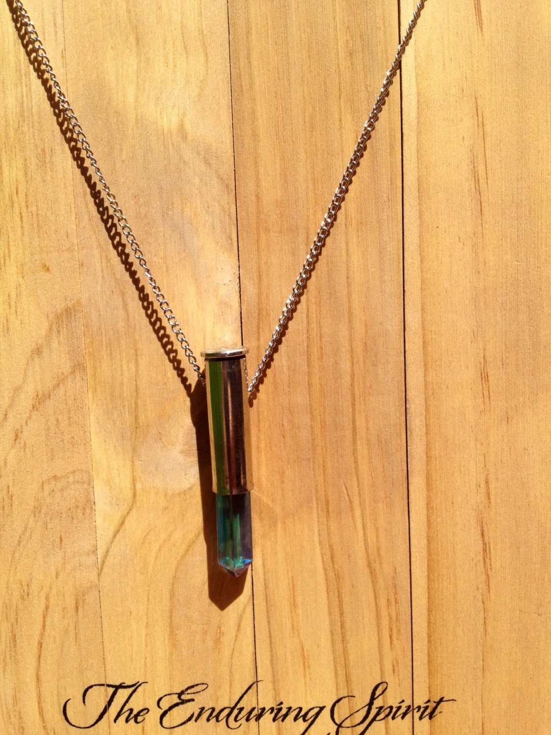Silver Aqua Aura Bullet Point Necklace