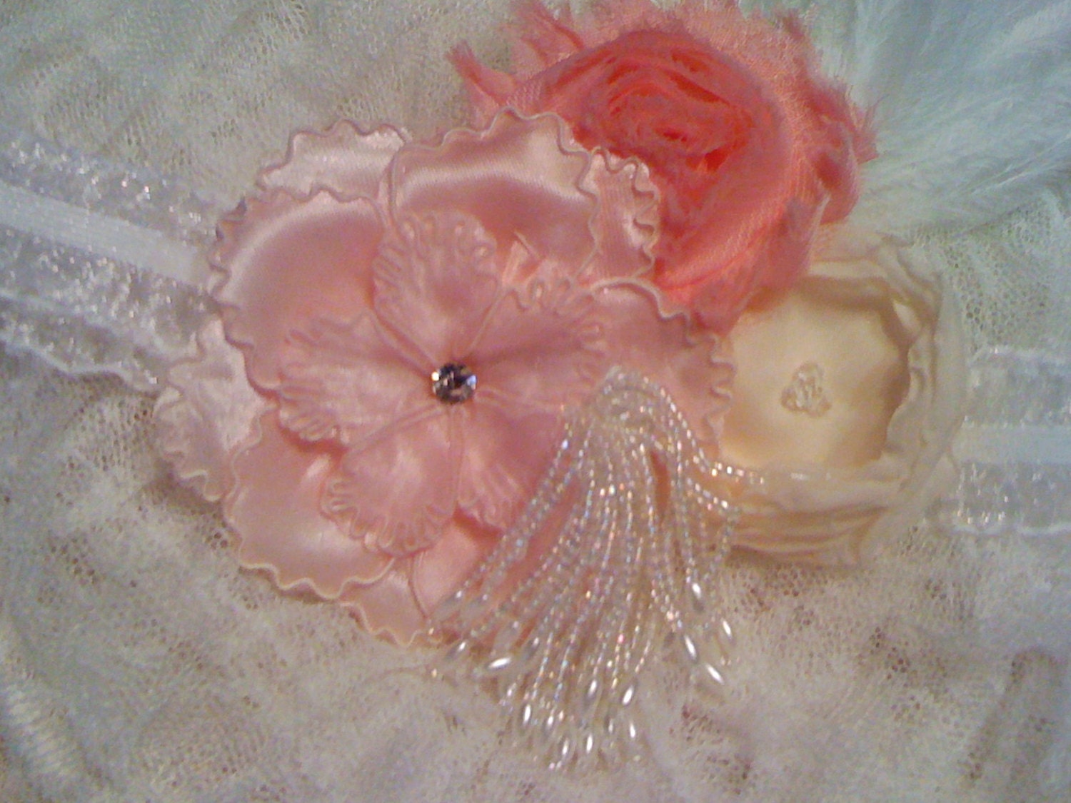 Girls Pink Flower Headband Flower Lace Hair Accessories
