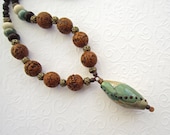 Beaded necklace, Lampwork pendant, earthrones necklace, Handmade necklace