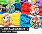 CUSTOM ORDER The Original Crochet Hair Bow Large- Character or Photo of your choice - Free Domestic Shipping