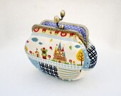 Lovely Castle Coin Purse, Metal frame Purse, Clutch Purse